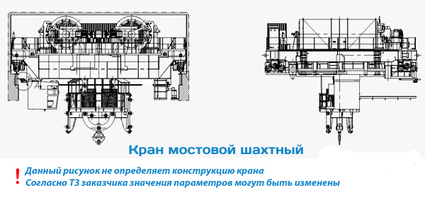 Кран специальный мостовой шахтный